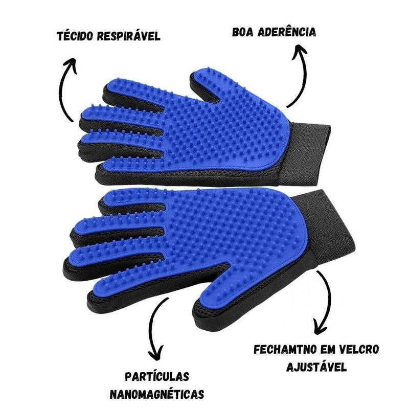 Luva removedora de pelos higiene para pets cães e gatos 24cm