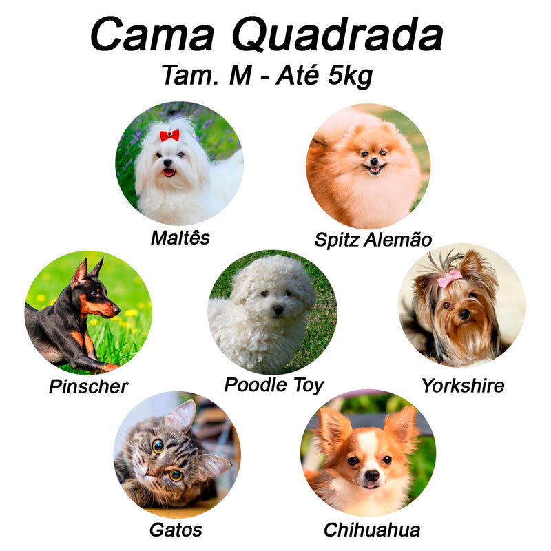 Cama quadrada para cachorro ou gatos super luxo Luppet vermelho