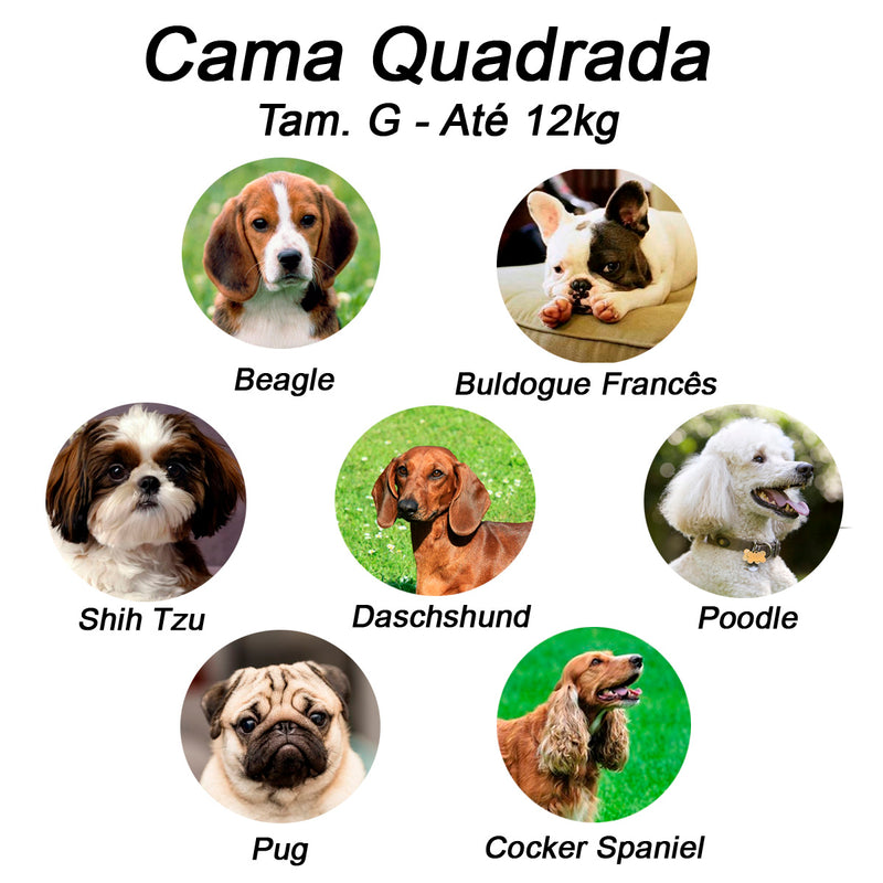 Cama Quadrada para Cachorro ou Gatos Super Luxo Luppet Azul