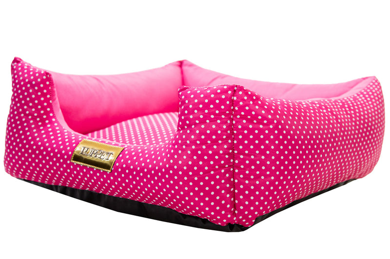 Cama quadrada para cachorro ou gato luppet luxo rosa poa tamanho: M