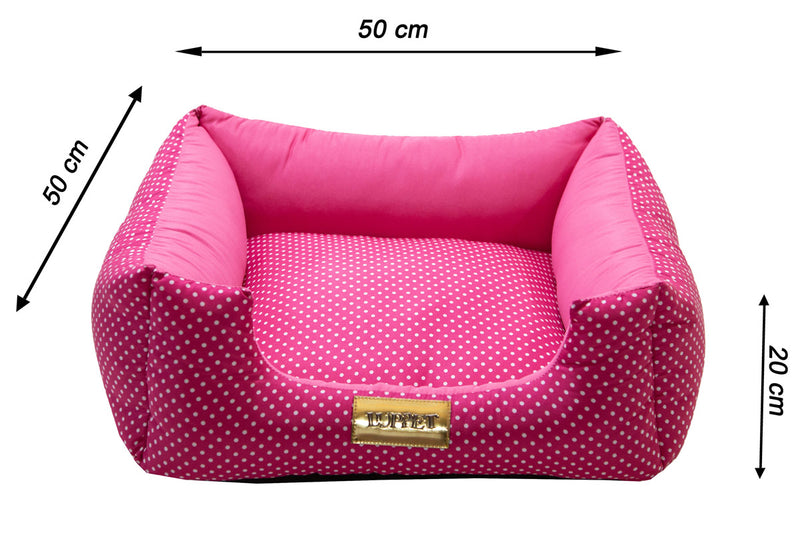 Cama quadrada para cachorro ou gato luppet luxo rosa poa tamanho: M