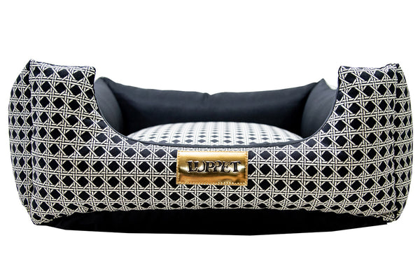 Cama quadrada para cachorro ou gato Luppet luxo preto vime