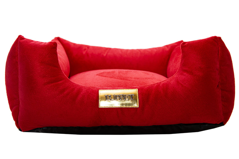 Cama quadrada para cachorro ou gatos super luxo Luppet vermelho