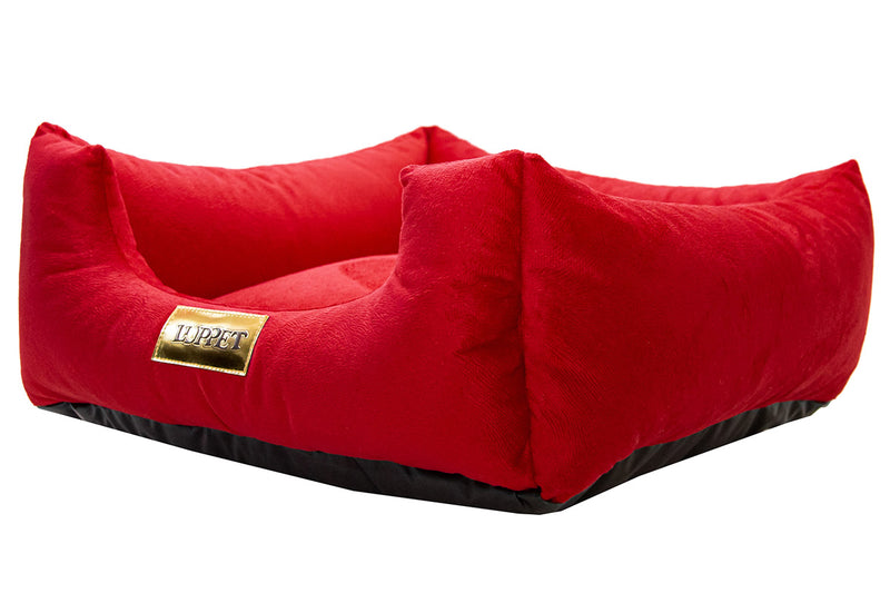 Cama quadrada para cachorro ou gatos super luxo Luppet vermelho