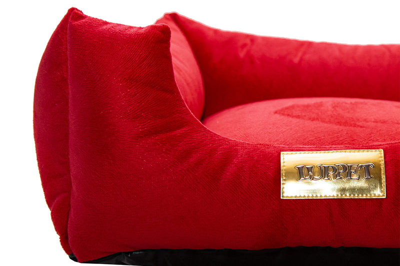Cama quadrada para cachorro ou gatos super luxo Luppet vermelho