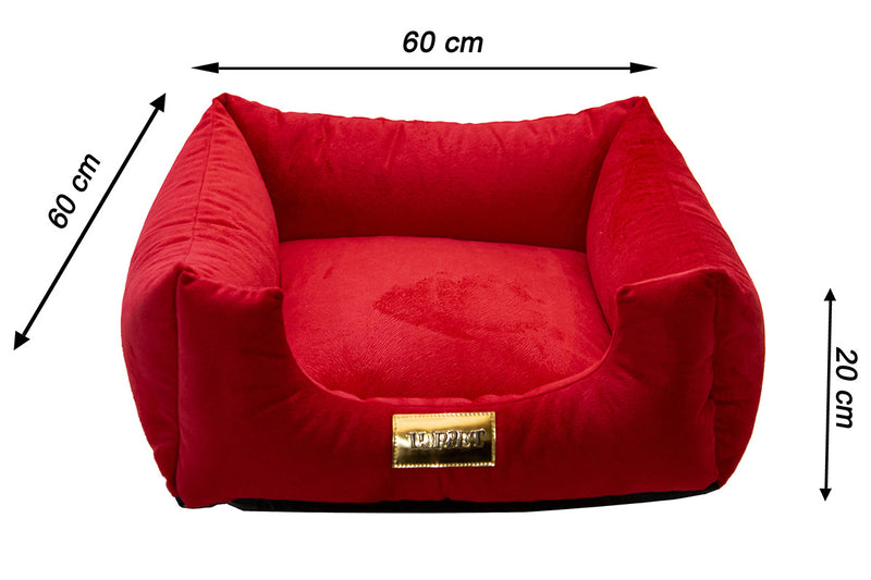 Cama quadrada para cachorro ou gatos super luxo Luppet vermelho