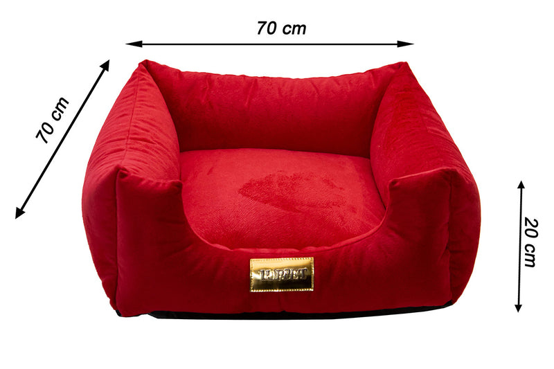 Cama quadrada para cachorro ou gatos super luxo Luppet vermelho