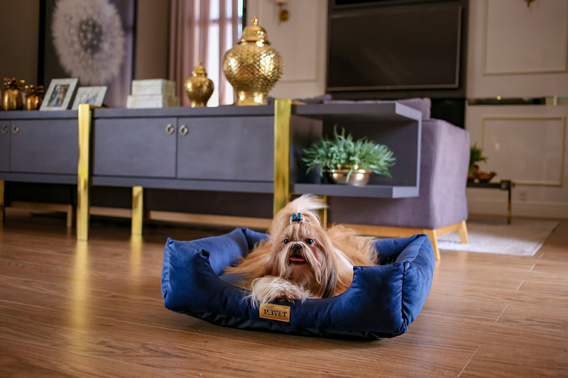 Cama Quadrada para Cachorro ou Gatos Super Luxo Luppet Azul