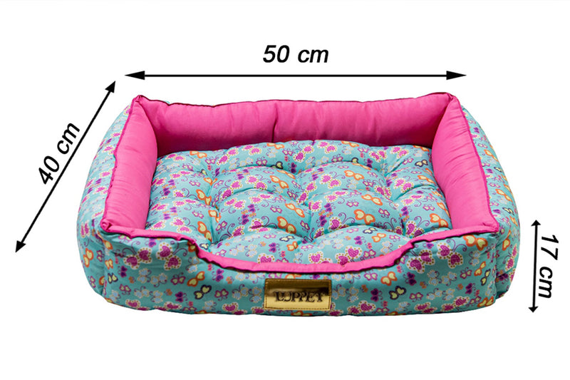 Cama Retangular para Cachorro ou Gato Luppet Luxo Rosa Borboleta