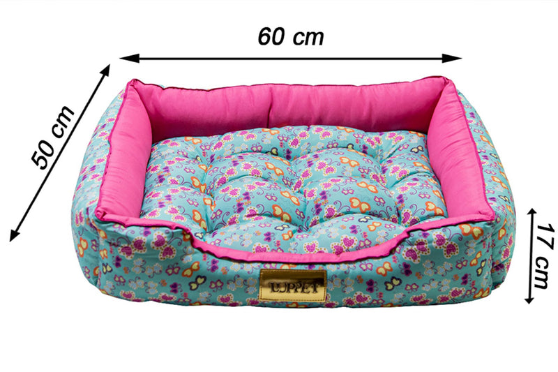 Cama Retangular para Cachorro ou Gato Luppet Luxo Rosa Borboleta