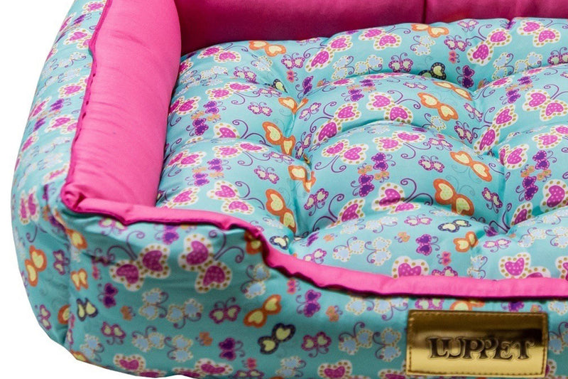 Cama Retangular para Cachorro ou Gato Luppet Luxo Rosa Borboleta